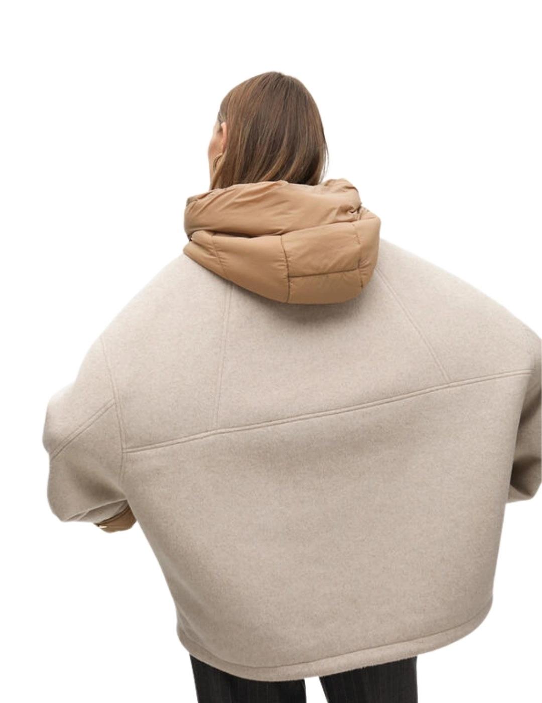 Lola Casademunt Abrigo Corto Bimateria Beige