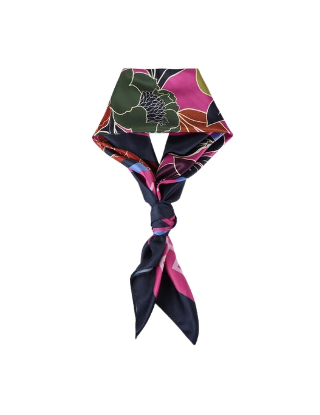 Lola Casademunt Pañuelo Estampado Flores Rosa Azul