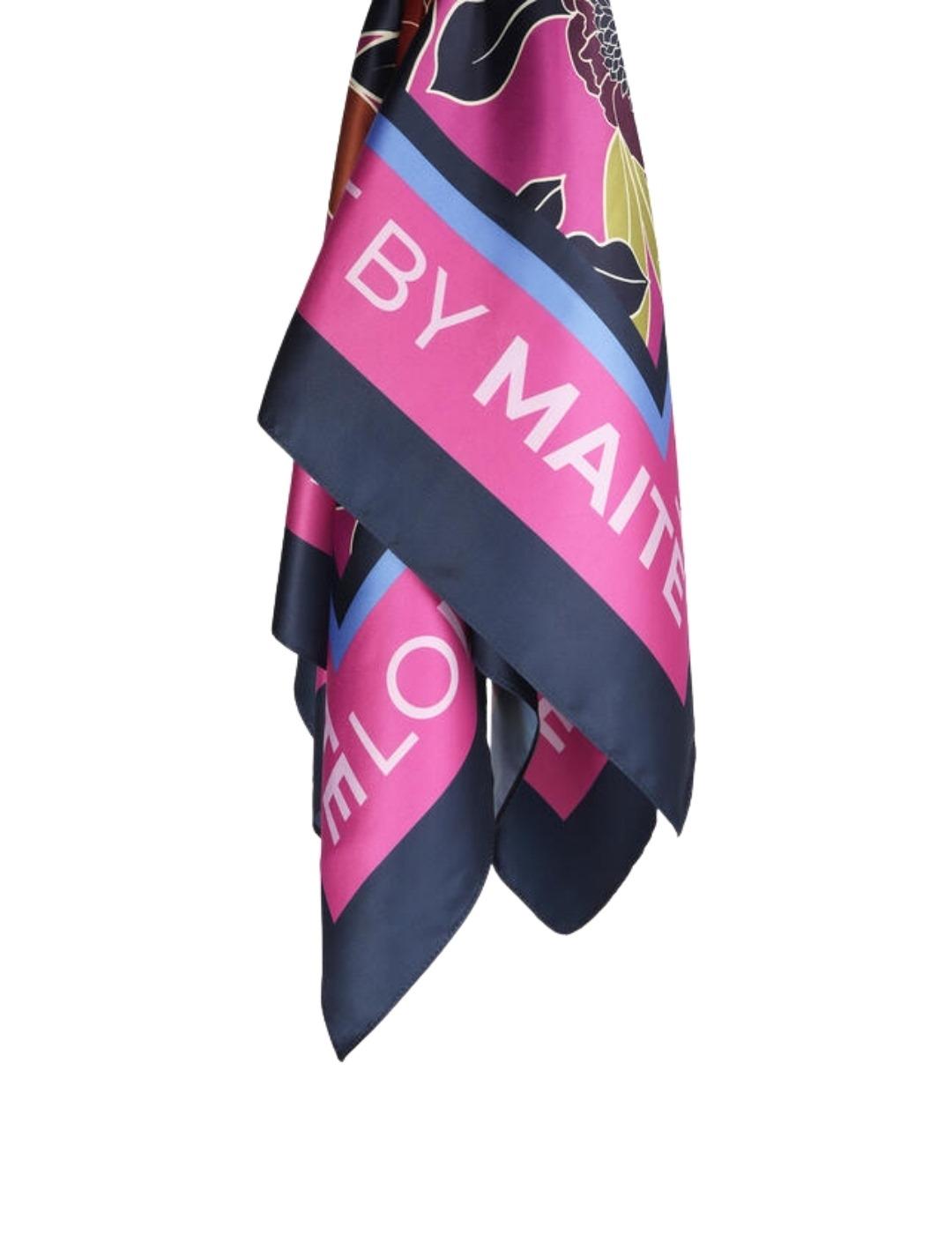 Lola Casademunt Pañuelo Estampado Flores Rosa Azul