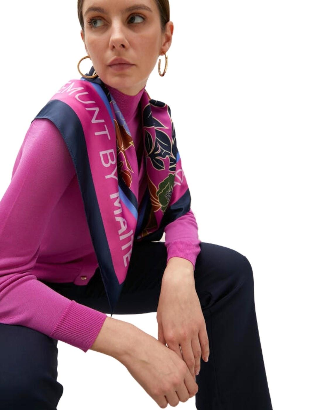 Lola Casademunt Pañuelo Estampado Flores Rosa Azul