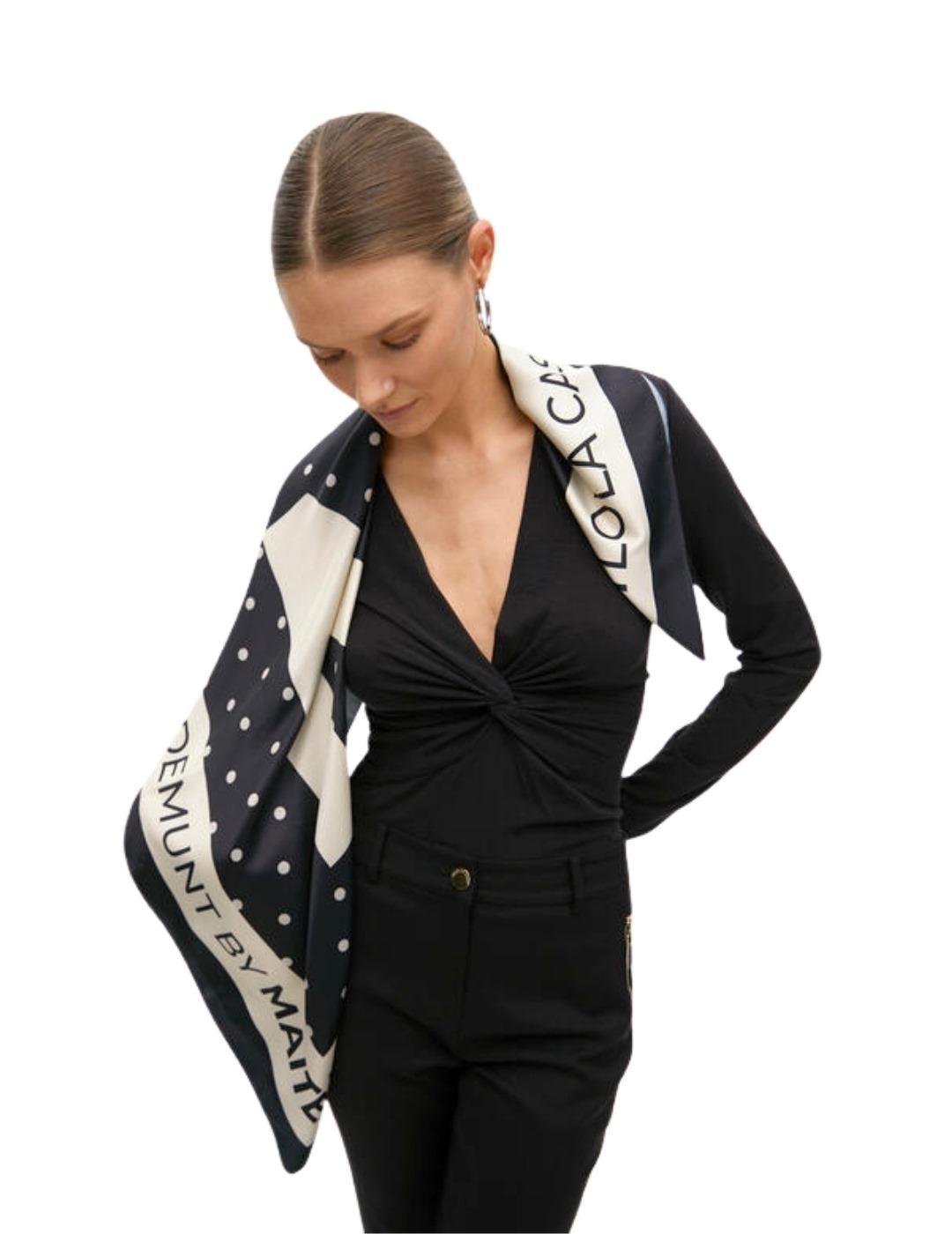 Lola Casademunt Pañuelo Estampado Lunares Negro Bl