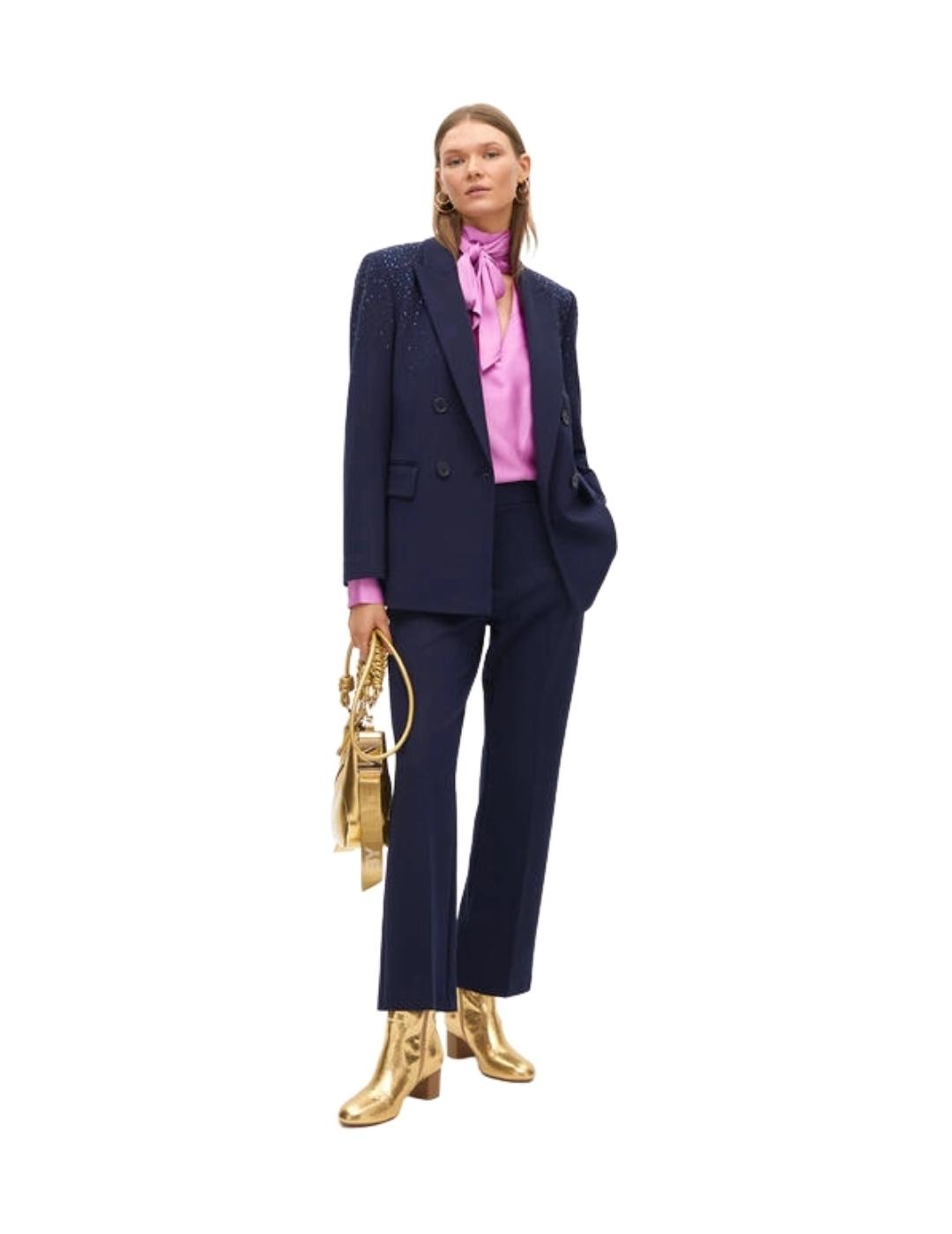 Lola Casademunt Pantalón de punto con botones Navy