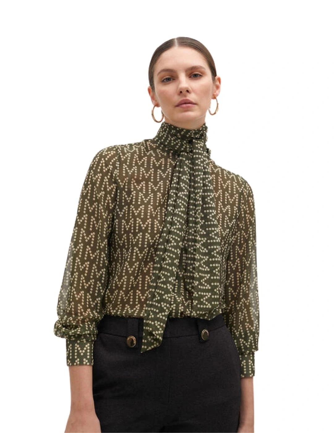 Lola Casademunt Camisa Logotipada con Lazada Verde