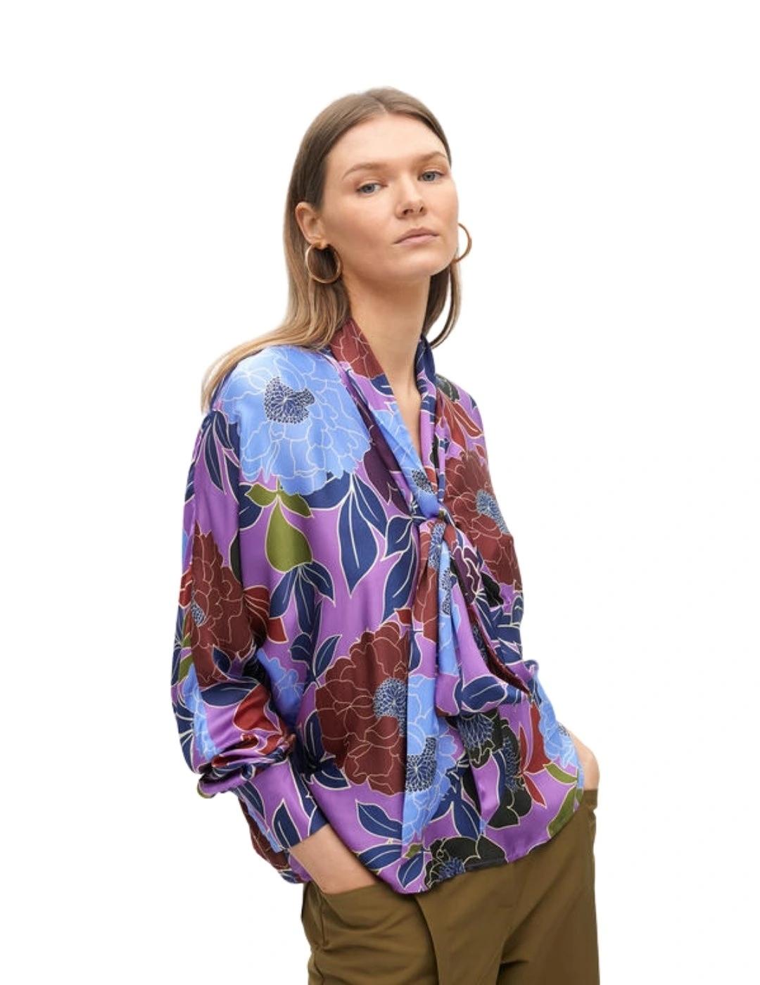 Lola Casademunt Blusa con Lazada Lila Multicolor