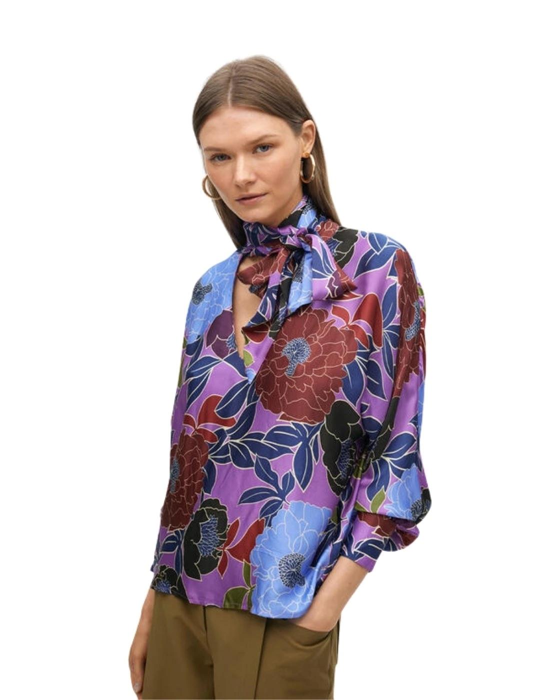 Lola Casademunt Blusa con Lazada Lila Multicolor