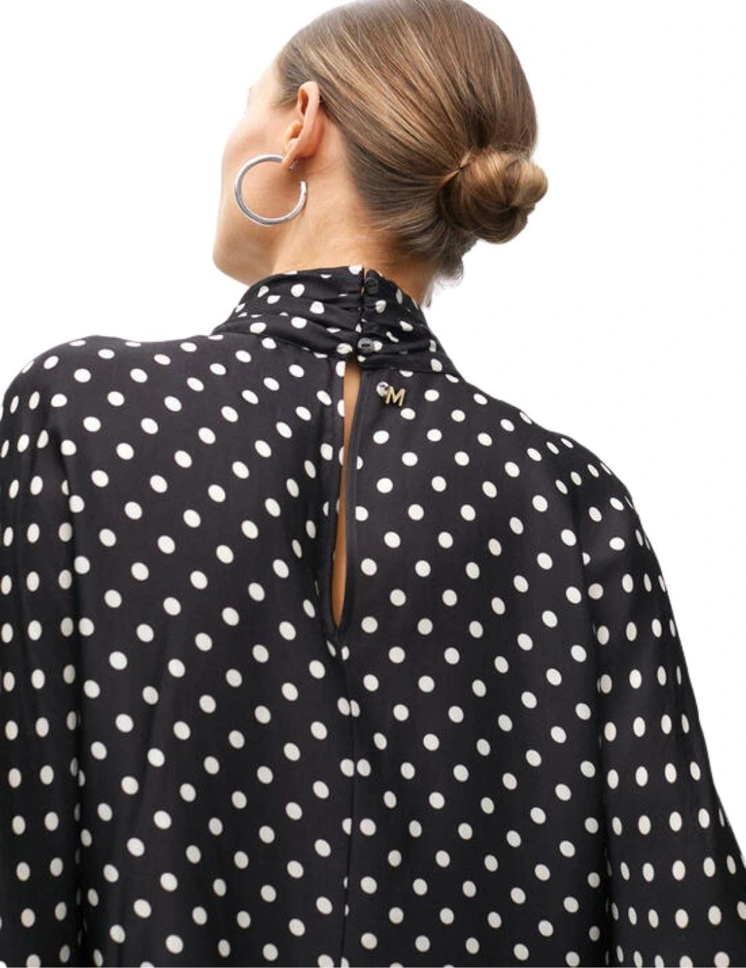 Lola Casademunt Blusa Cuello Perkins Lunares Negro