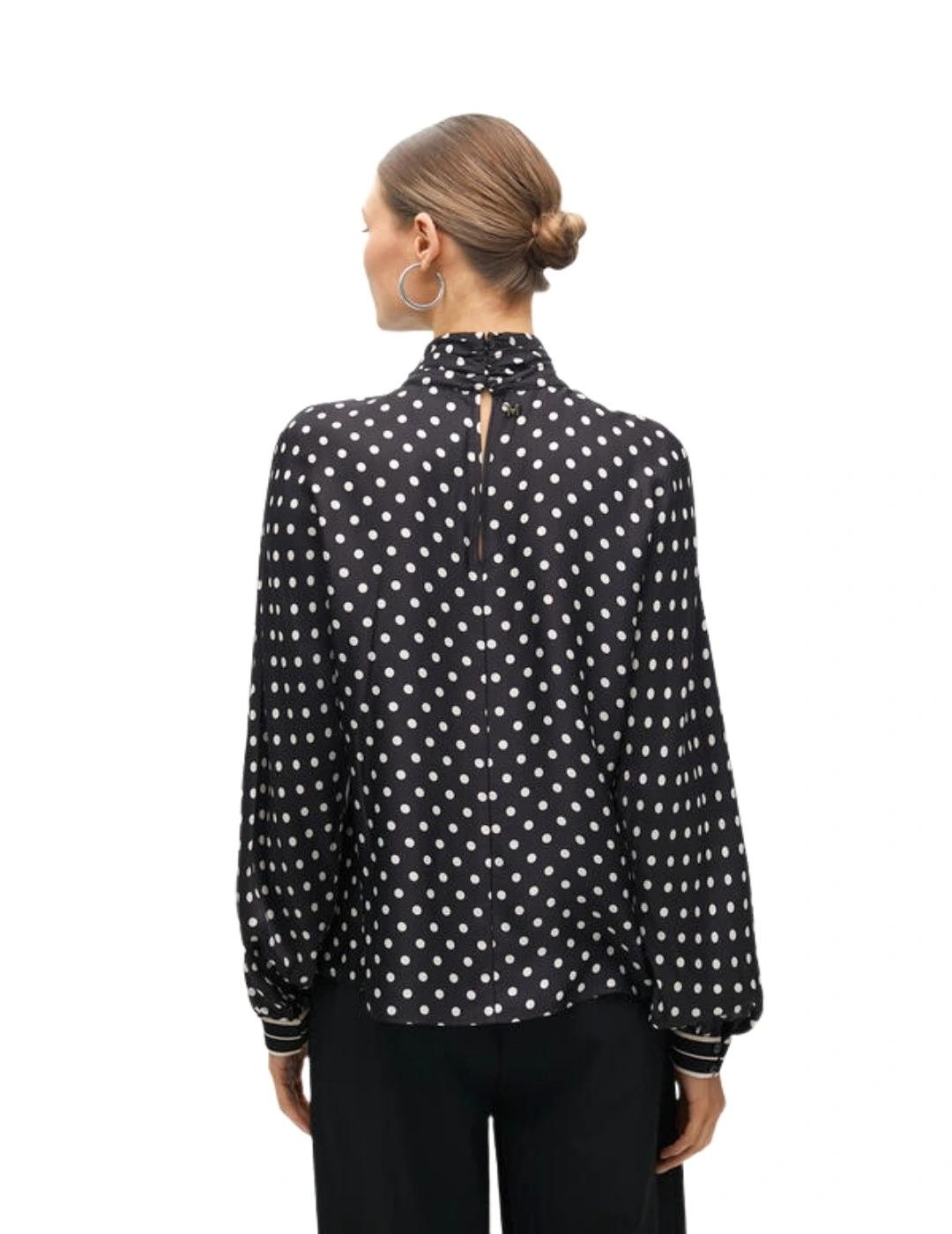 Lola Casademunt Blusa Cuello Perkins Lunares Negro