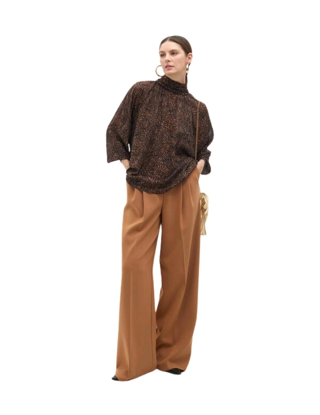 Lola Casademunt Blusa Cuello Perkins Animal Print