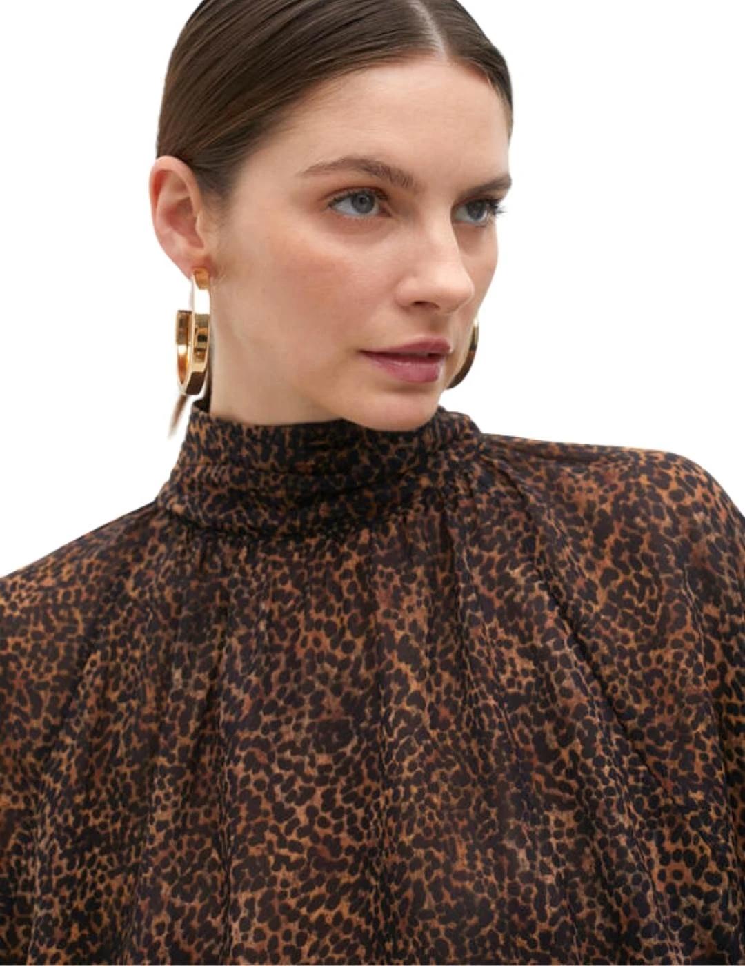 Lola Casademunt Blusa Cuello Perkins Animal Print