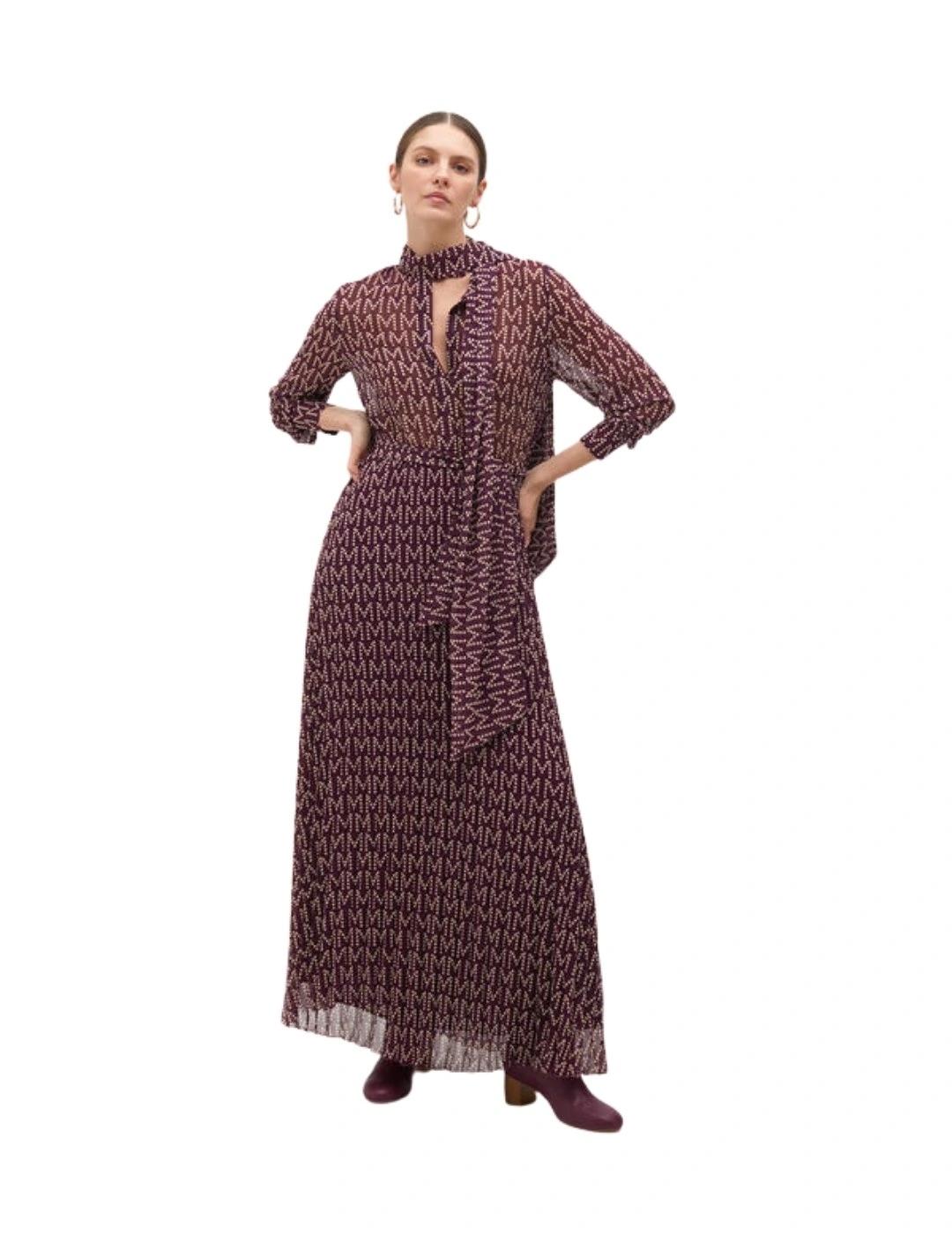 Lola Casademunt Vestido Largo Plisado Logotipado