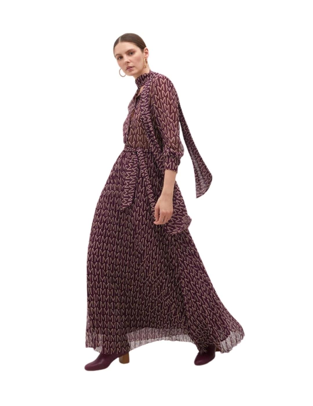 Lola Casademunt Vestido Largo Plisado Logotipado