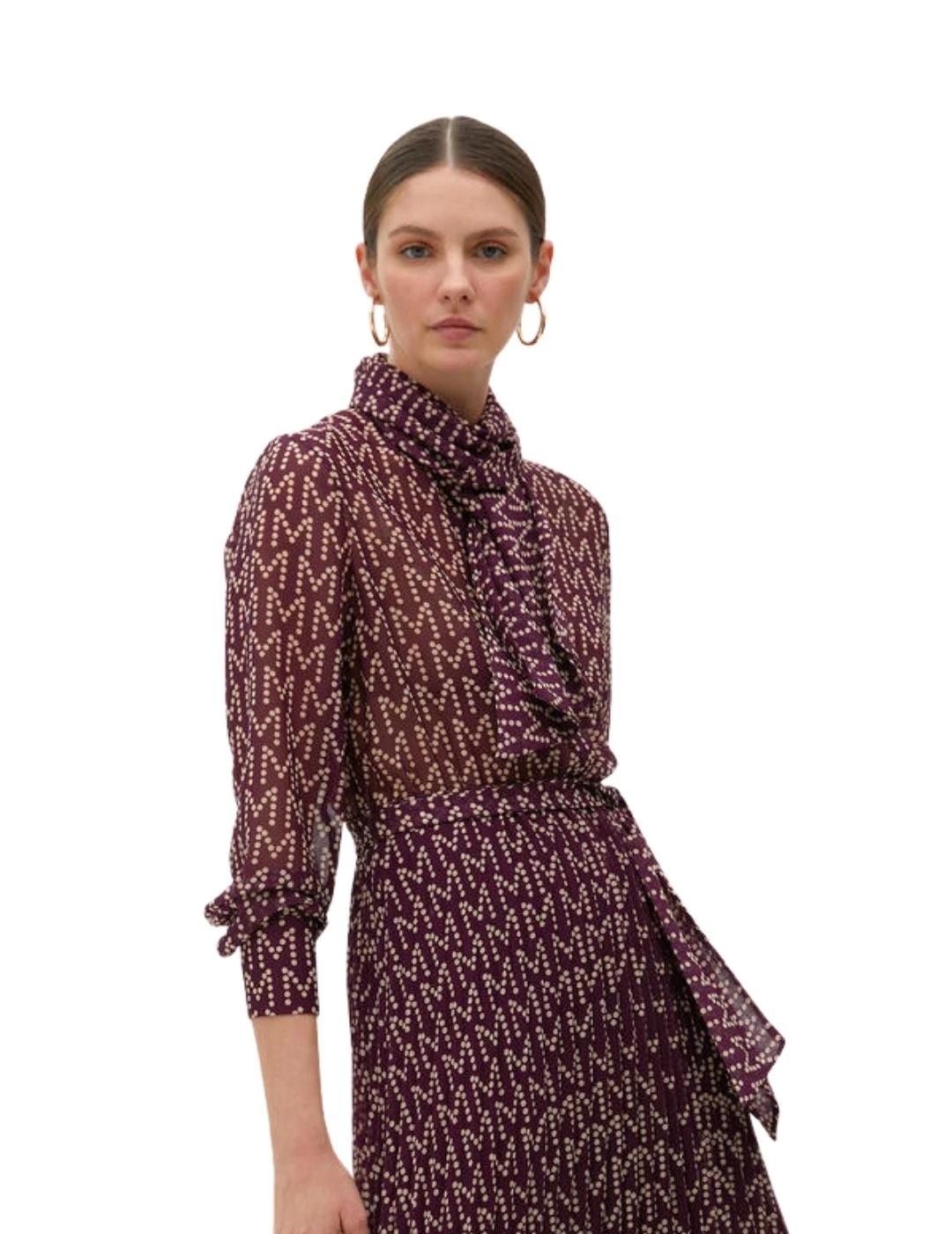 Lola Casademunt Vestido Largo Plisado Logotipado