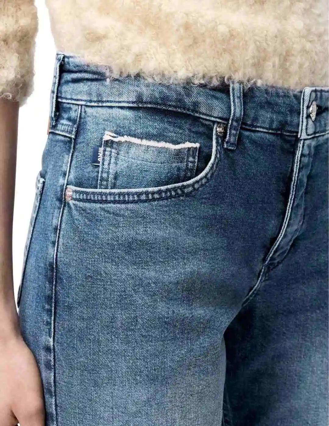 Mac Pantalones Straight Mid Blue Random