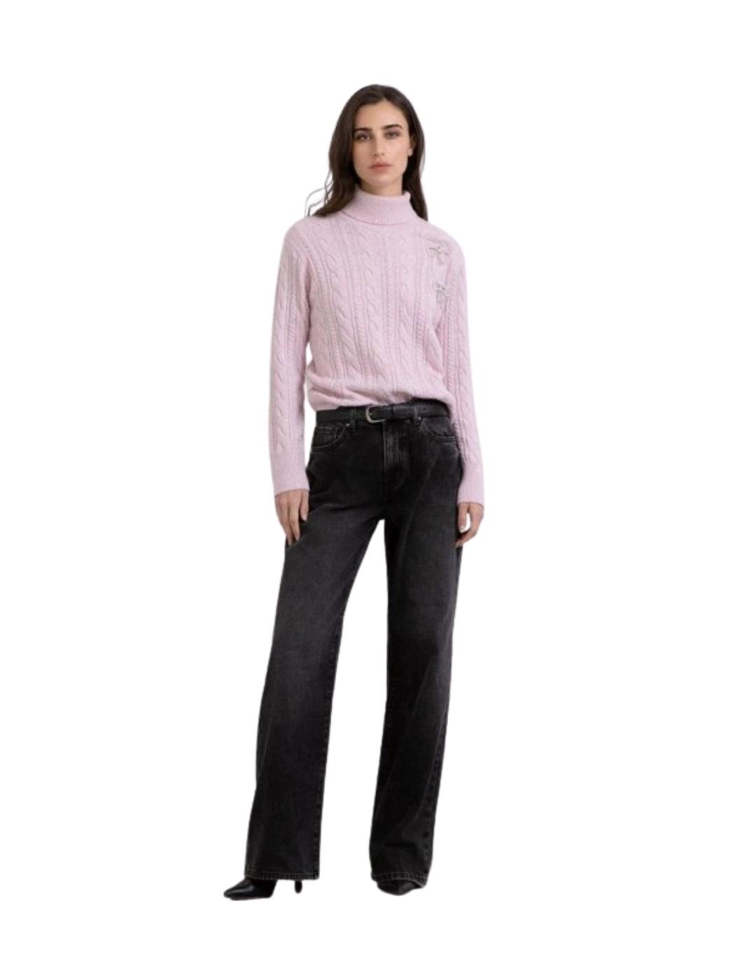 Markup Jersey cuello alto Rosa claro con detalles