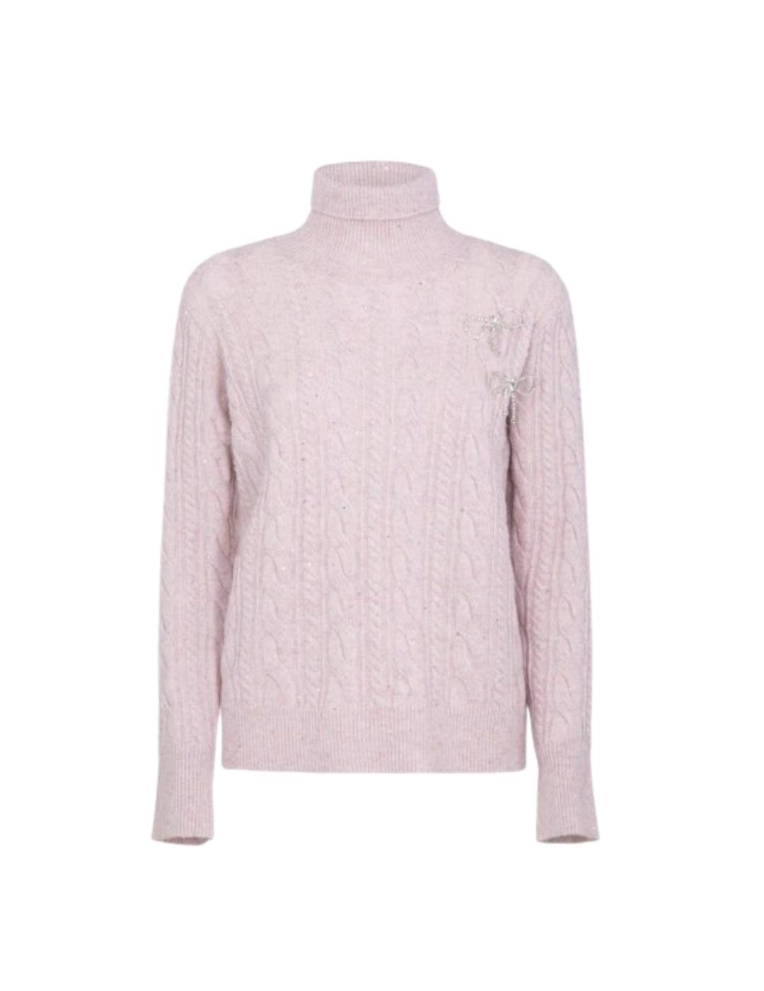 Markup Jersey cuello alto Rosa claro con detalles