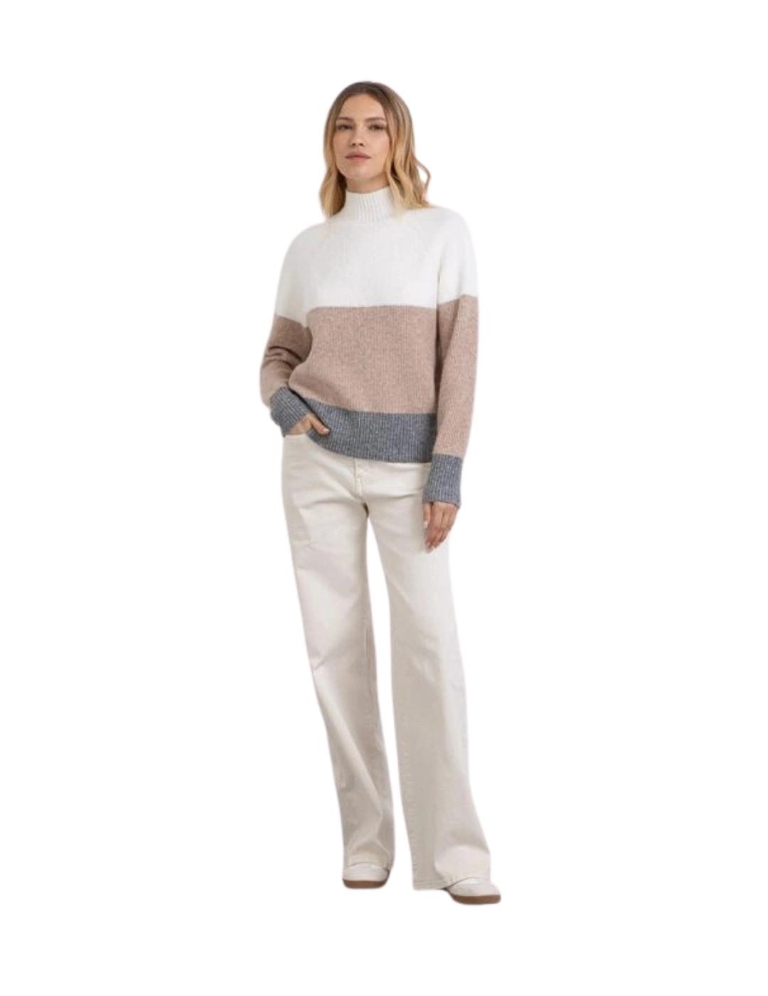 Markup Jersey tricolor Blanco, beige y gris
