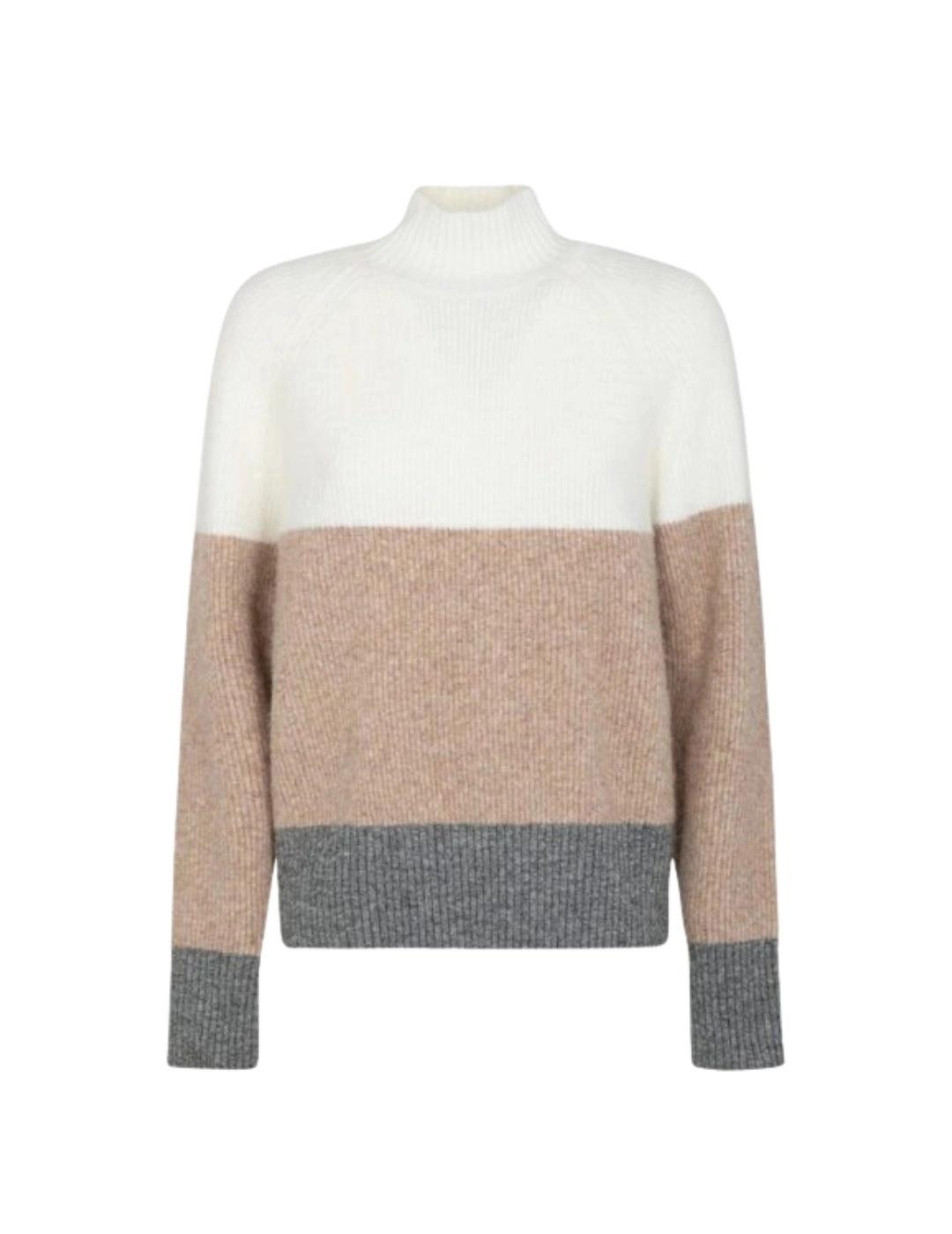 Markup Jersey tricolor Blanco, beige y gris