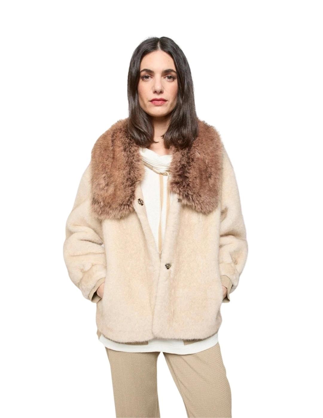 Mercedes De Miguel Chaquetón Pelo Ziba Crudo