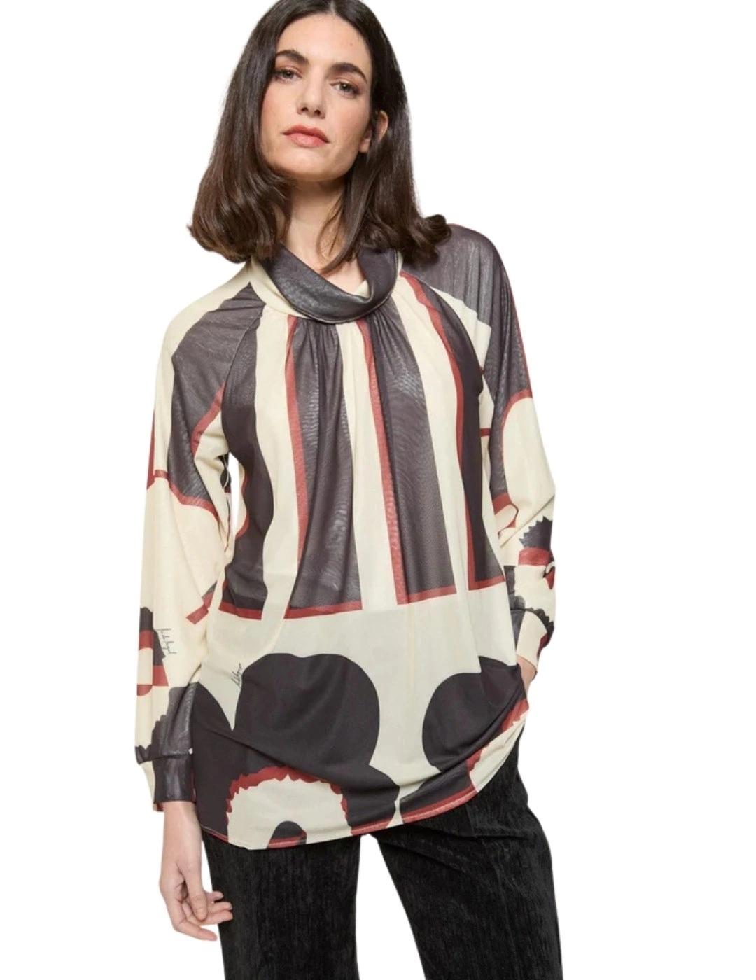 Mercedes De Miguel Camiseta Cuello Briza Bicolor