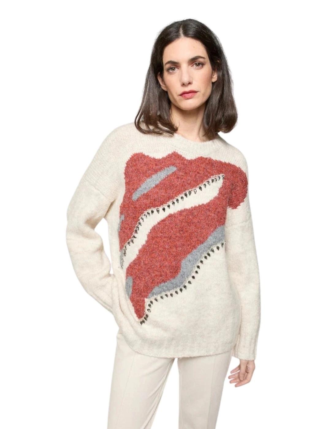 Mercedes De Miguel Jersey Mancha Piedras Crudo