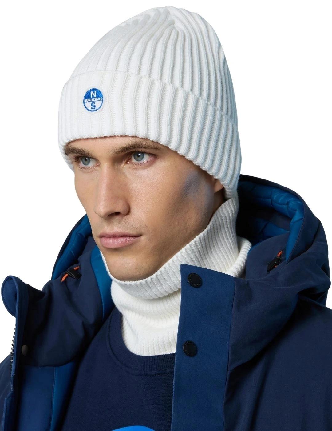 North Sails Gorro de canalé con logo Marshmallow