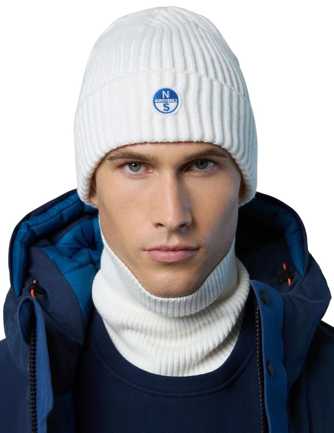 North Sails Gorro de canalé con logo Marshmallow