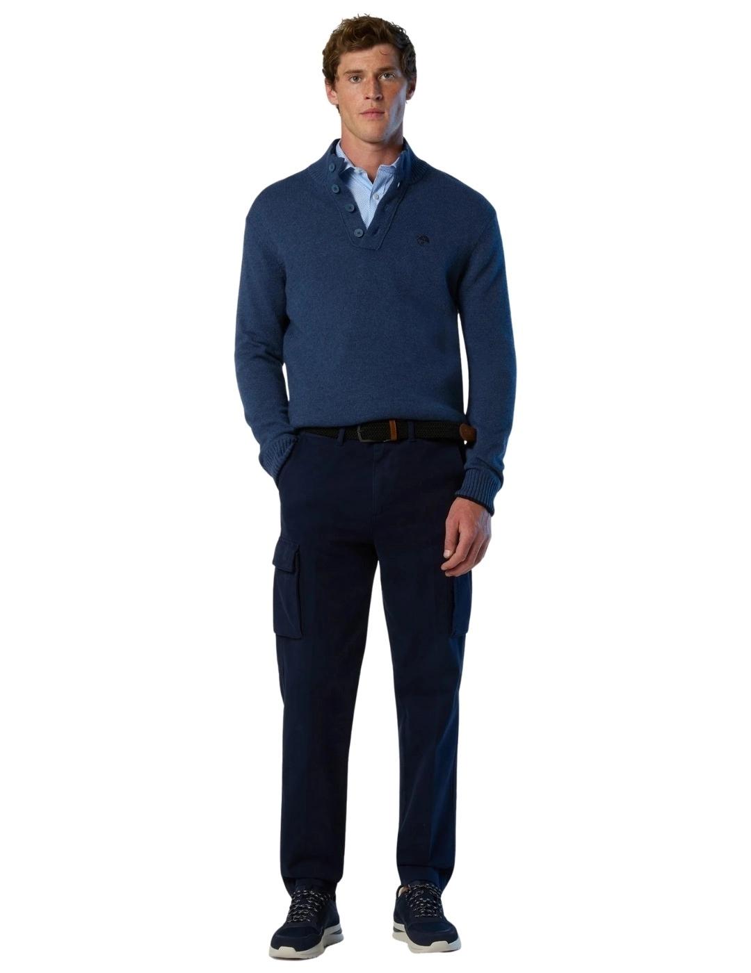 North Sails Jersey con botones Azul