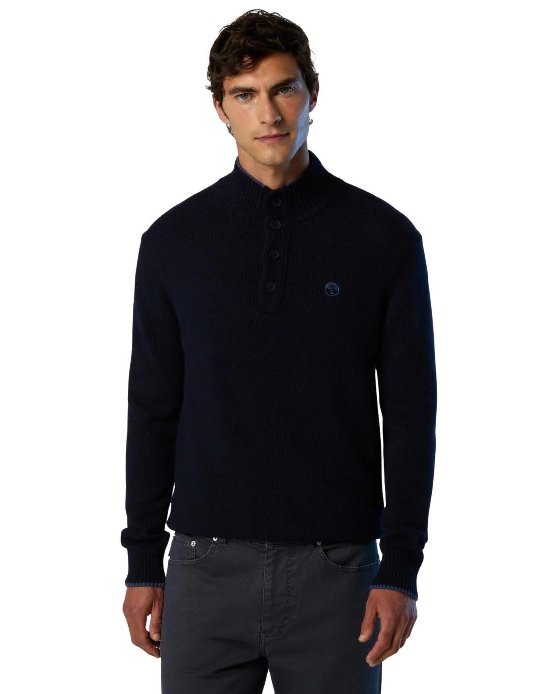 North Sails Jersey con botones Navy Blue