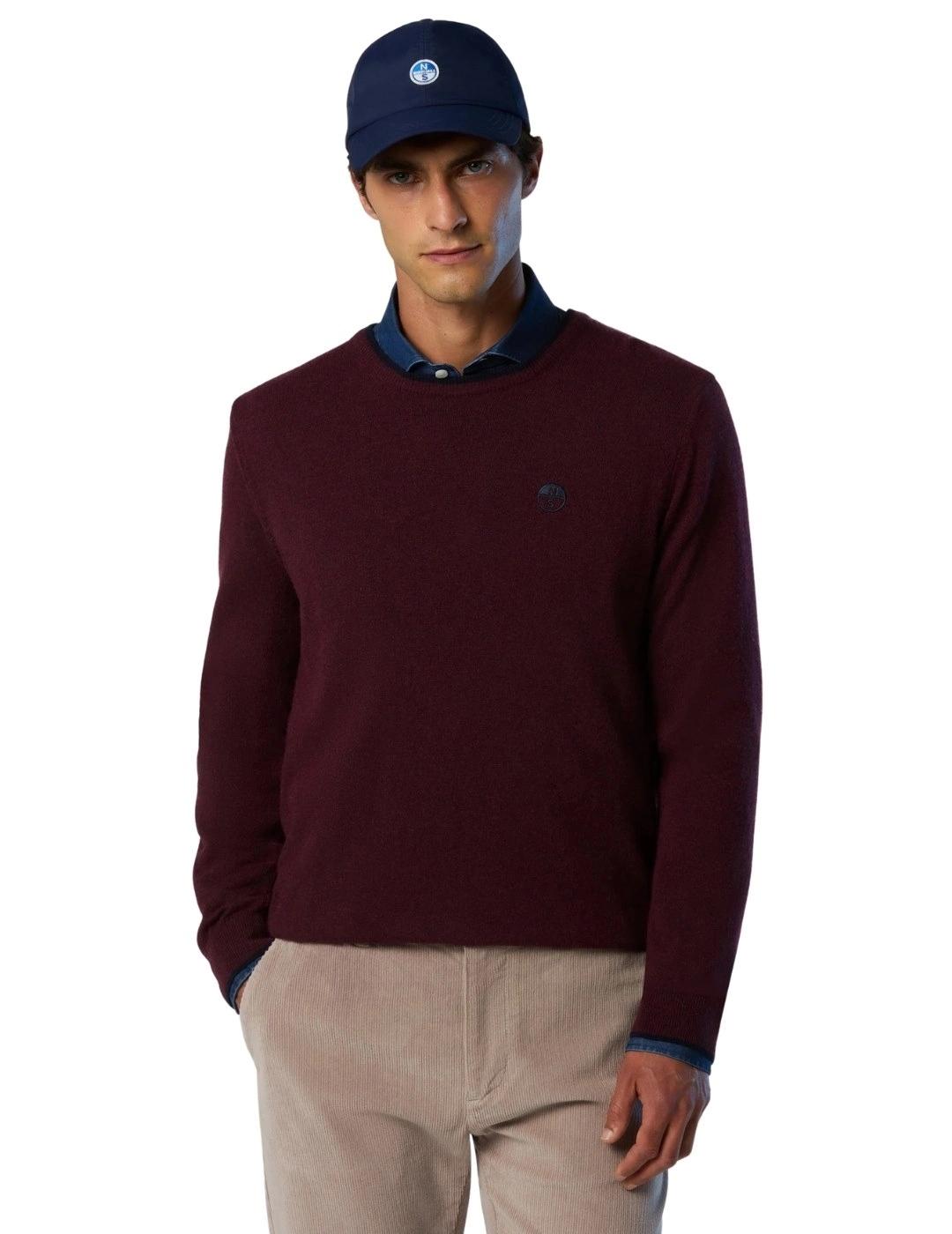 North Sails Jersey cuello redondo y logo Granate