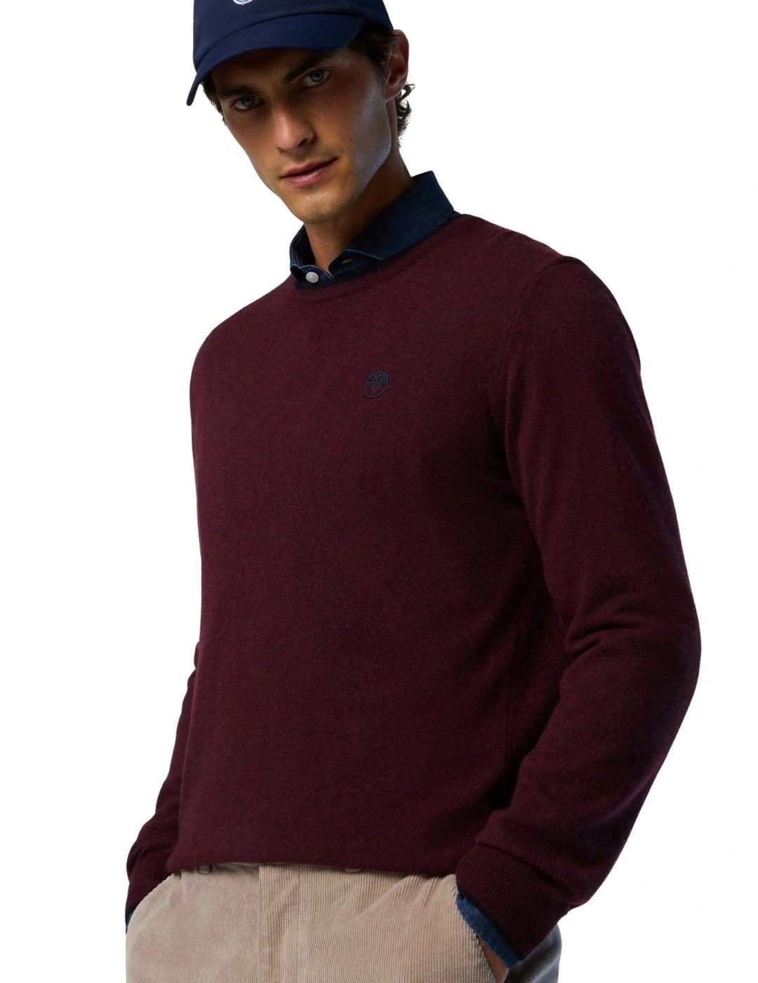 North Sails Jersey cuello redondo y logo Granate