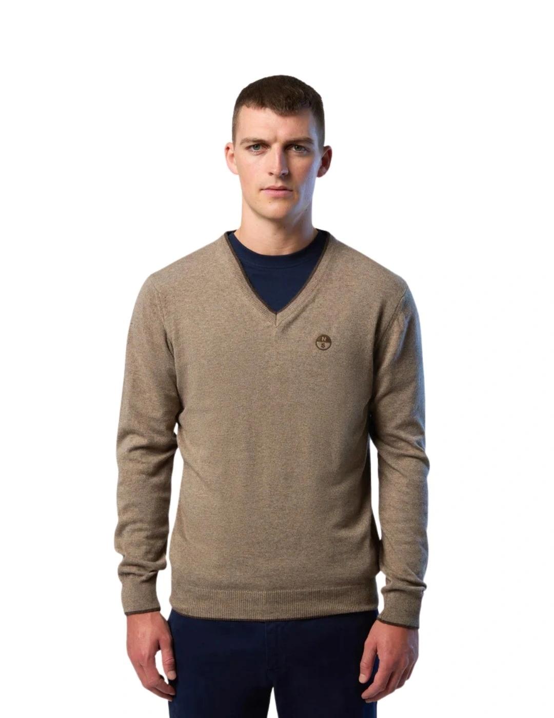 North Sails Jersey cuello pico Beige
