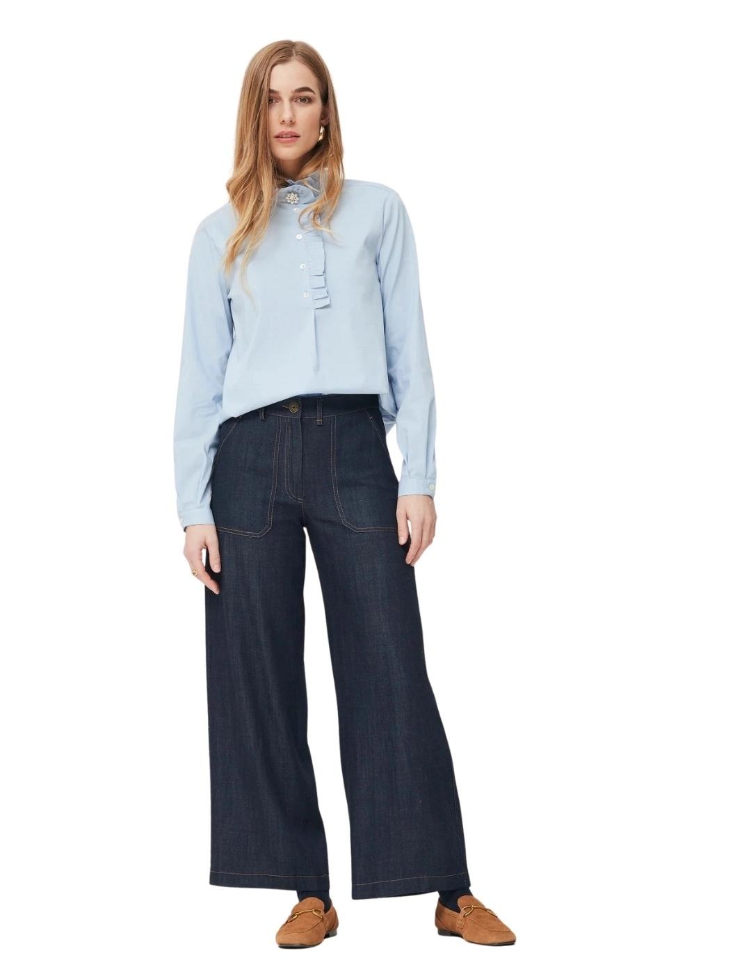 Oky Camisa Ferrat Popelín Stretch Azul Claro