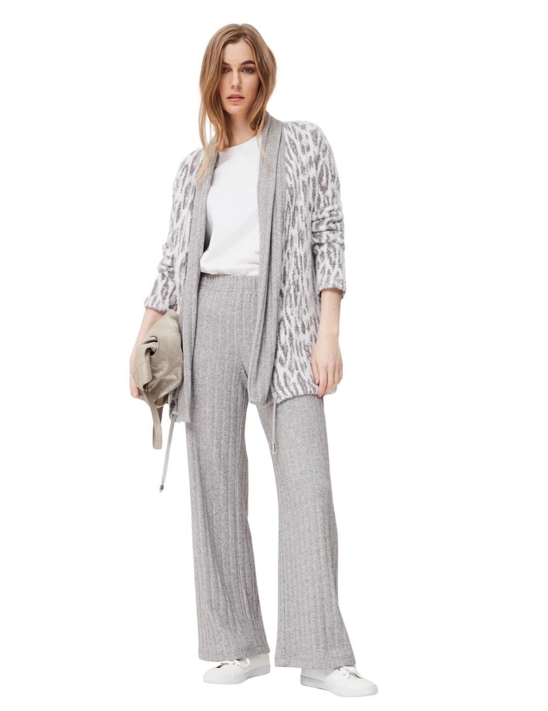 Oky Pantalón Iwira Punto Canalé ancho Gris