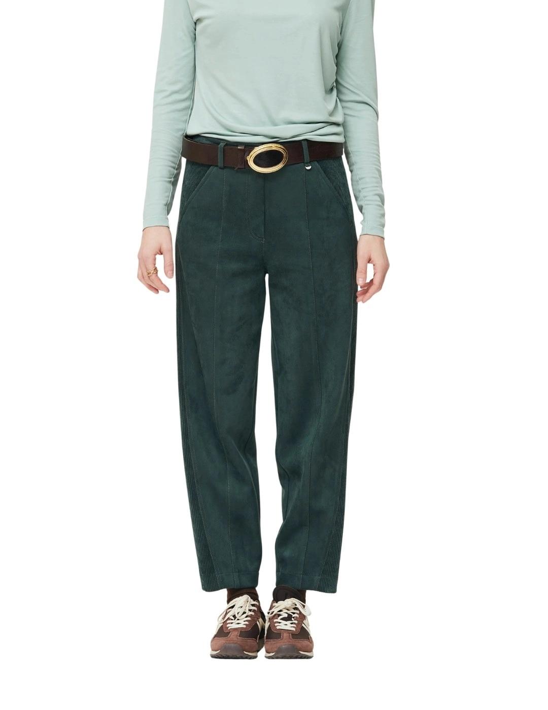 Oky Pantalón Adair Efecto Ante Verde botella