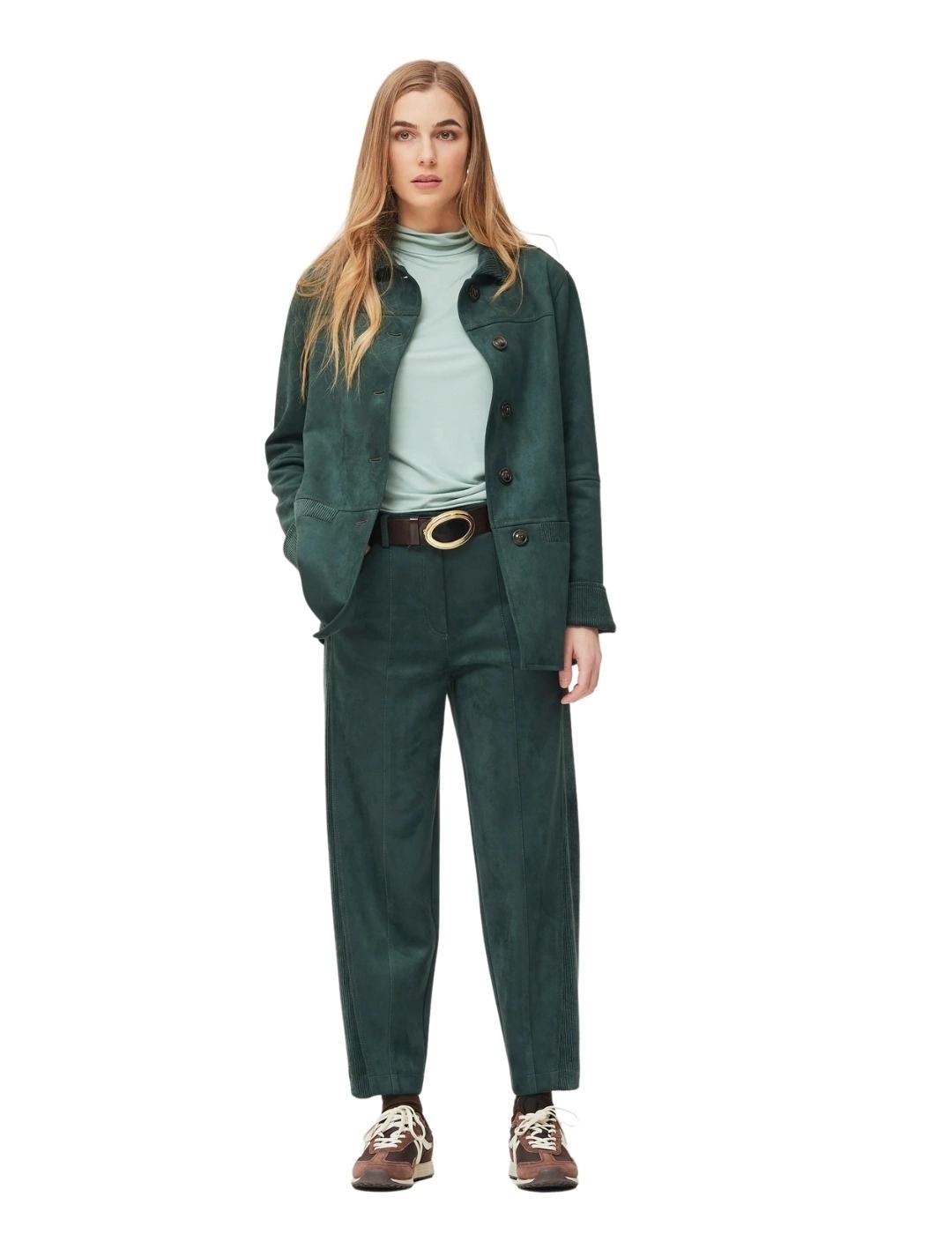 Oky Pantalón Adair Efecto Ante Verde botella