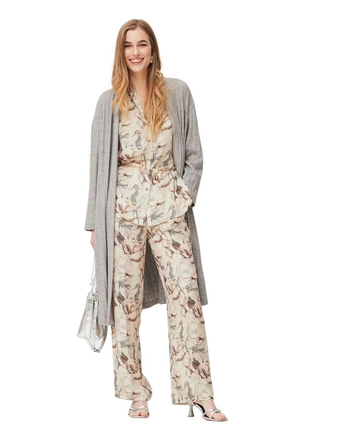 Oky Camisa Ciena Bambula Beige estampada