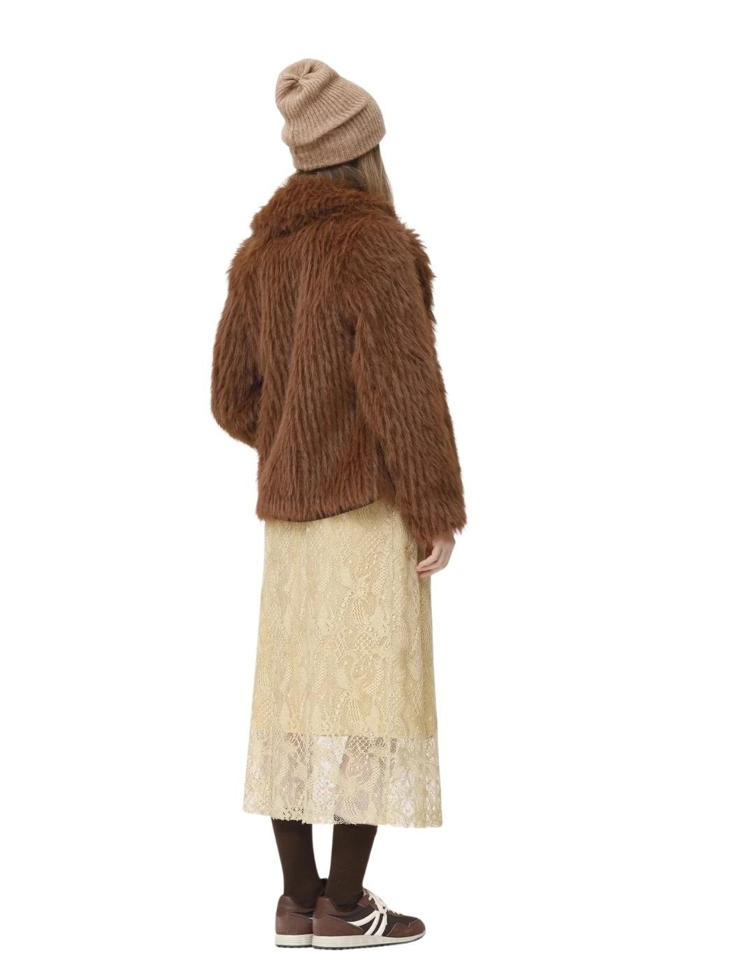 Oky Chaqueta Rois Efecto Pelo Marrón castaña