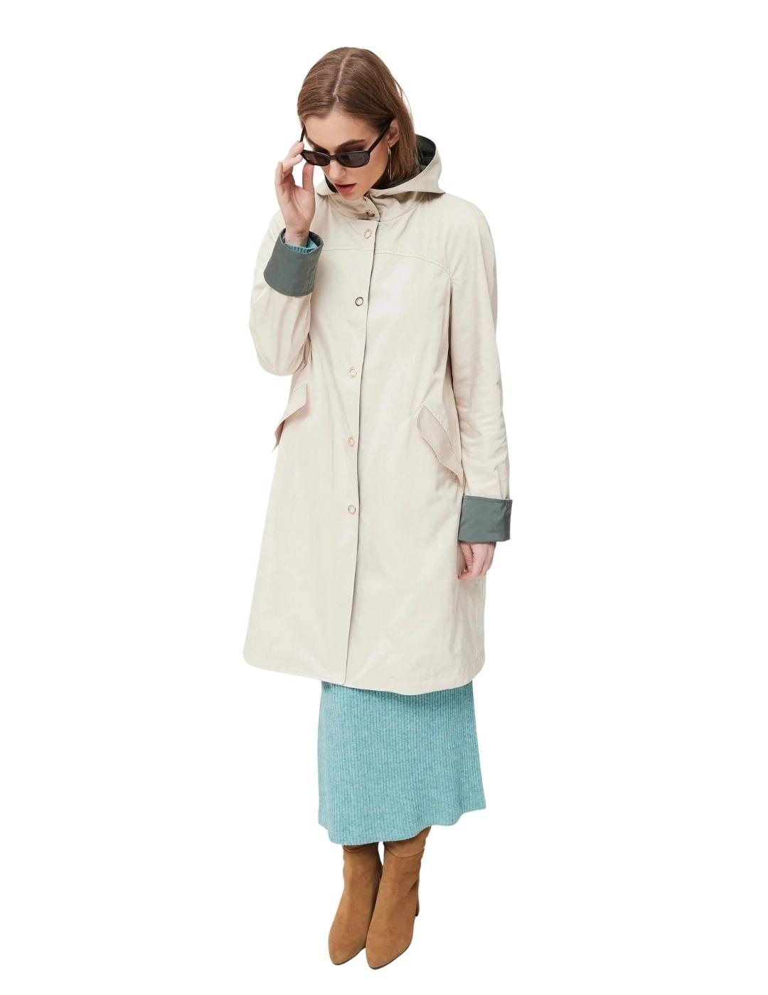 Oky Abrigo Cocer Técnico Waterproof Beige y verde