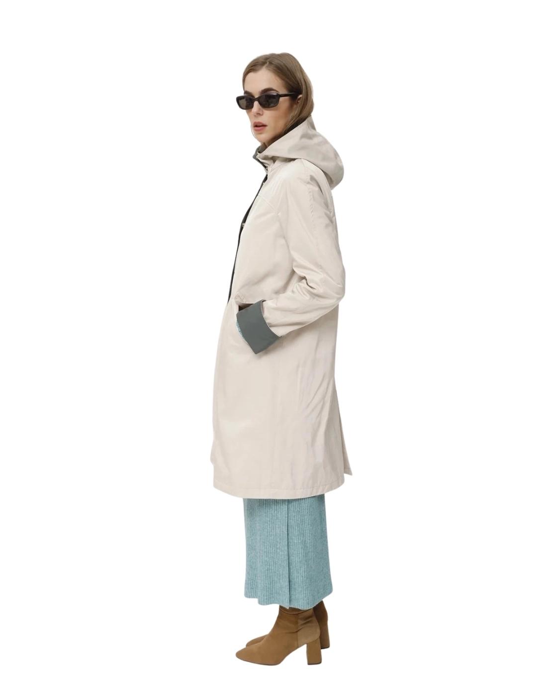 Oky Abrigo Cocer Técnico Waterproof Beige y verde