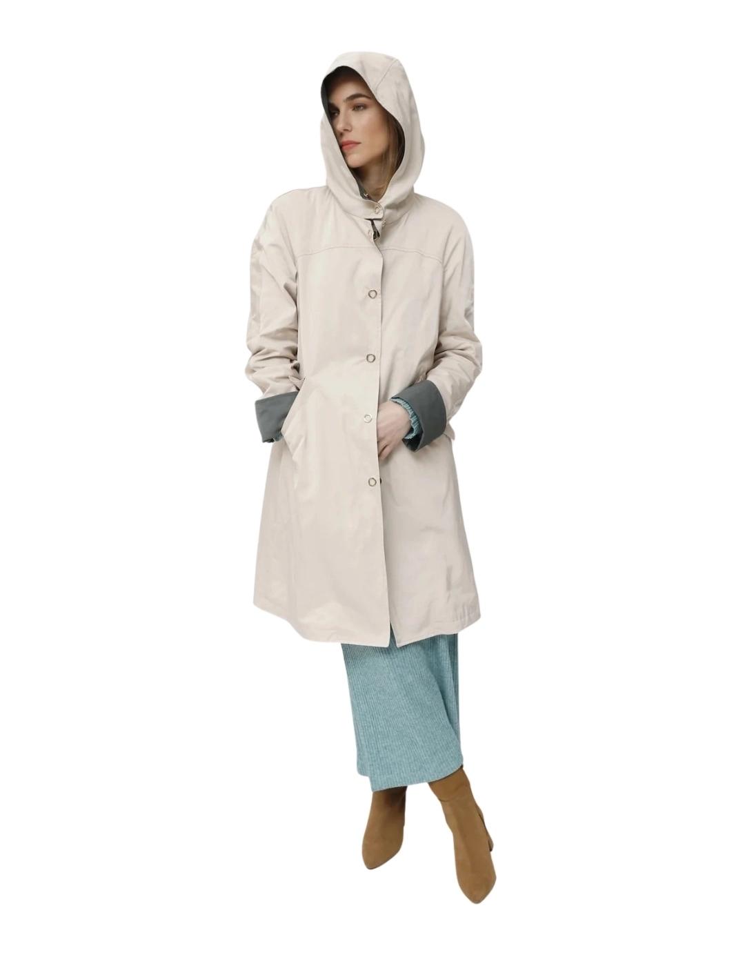 Oky Abrigo Cocer Técnico Waterproof Beige y verde