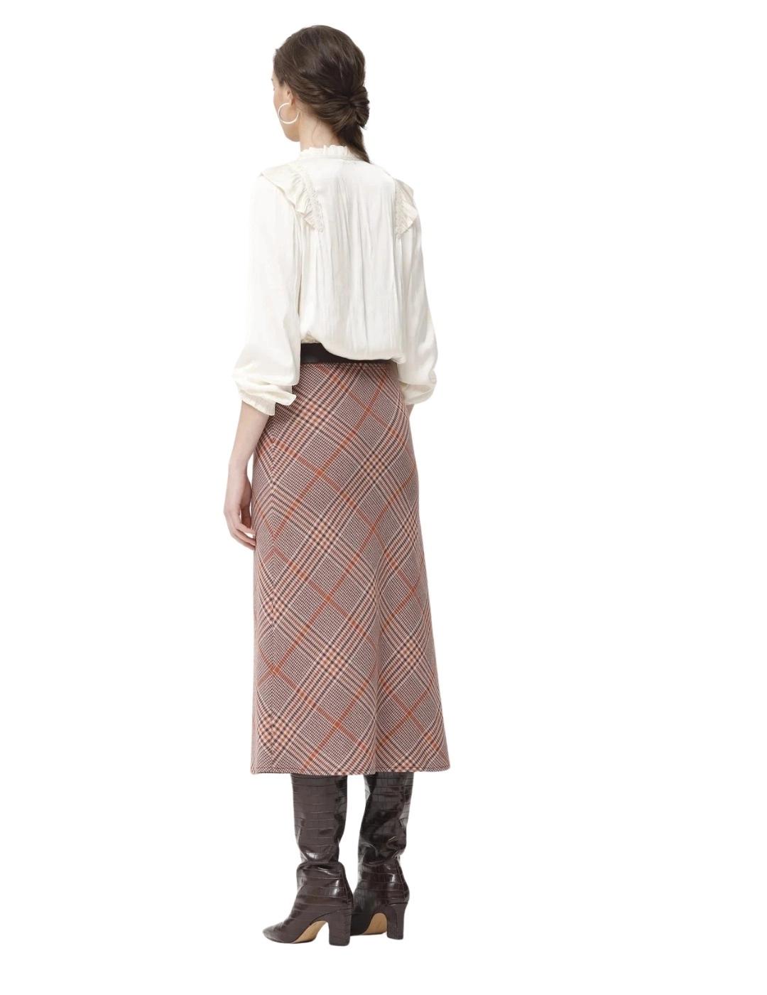 Oky Falda Diber Punto de cuadros Granate