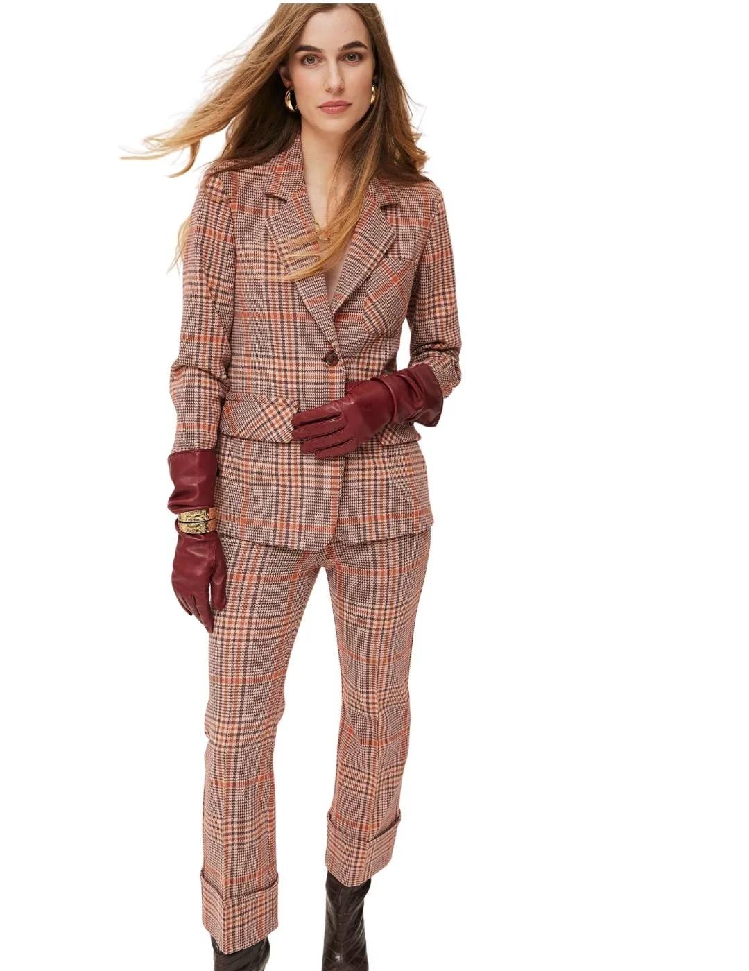 Oky Chaqueta Libero Punto de cuadros Granate