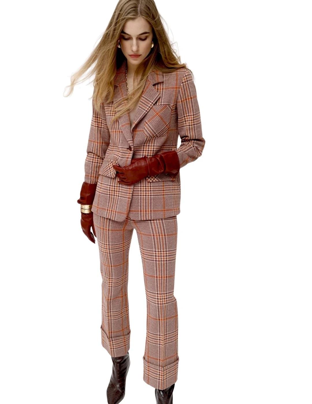 Oky Pantalón Sabao Punto de cuadros Granate