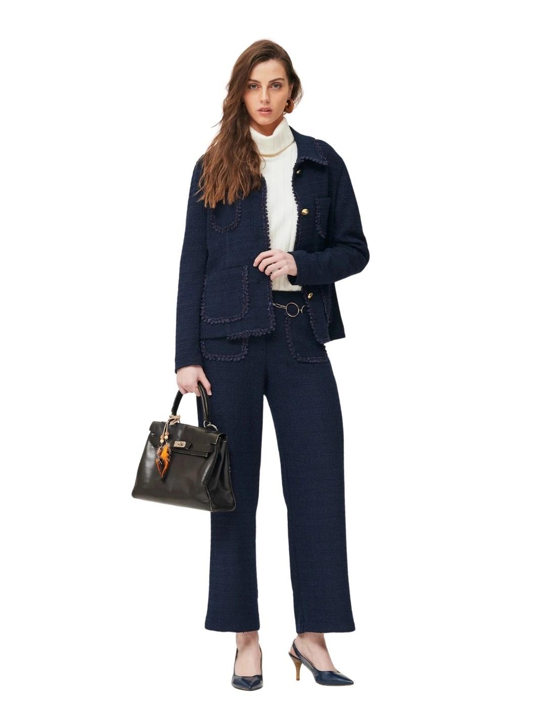 Oky Pantalón Weston Tejido Chanel Marino