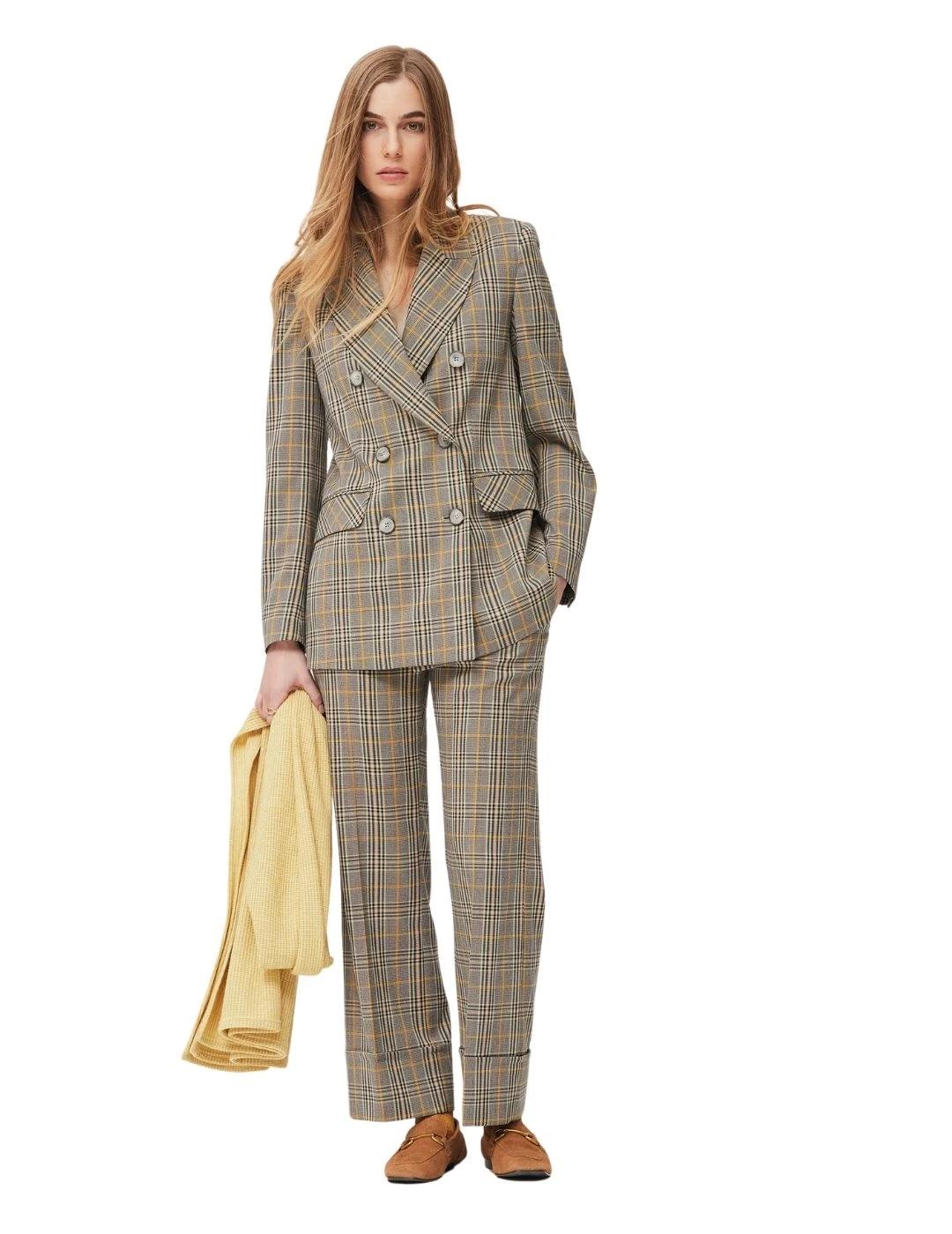 Oky Pantalón Tacat Tejido de cuadros Multicolor