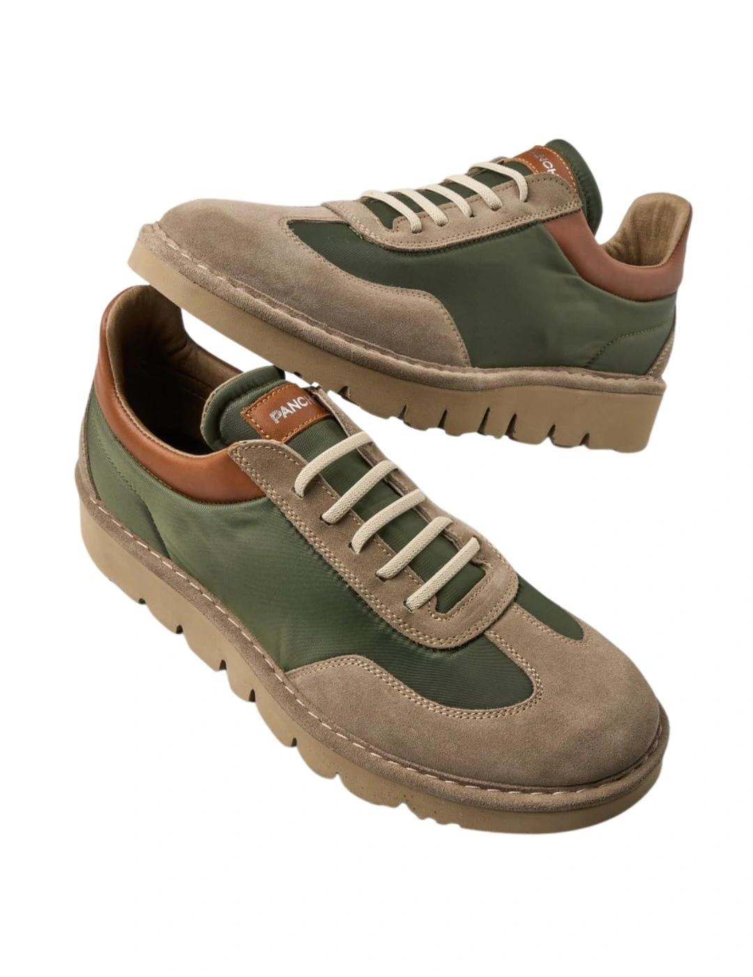 Panchic Zapatillas P005 Verde y marrón