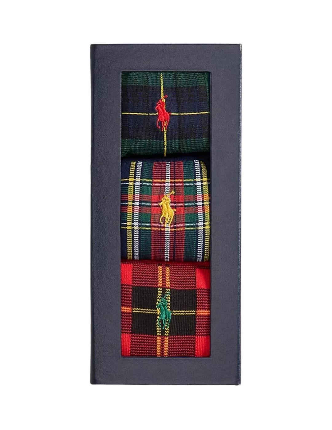 Ralph Lauren 3 Pares de calcetines largos cuadros
