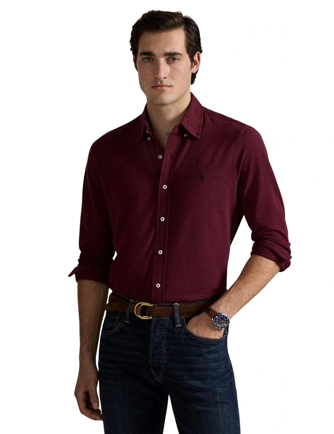 Ralph Lauren Camisa de piqué ultraligero Granate
