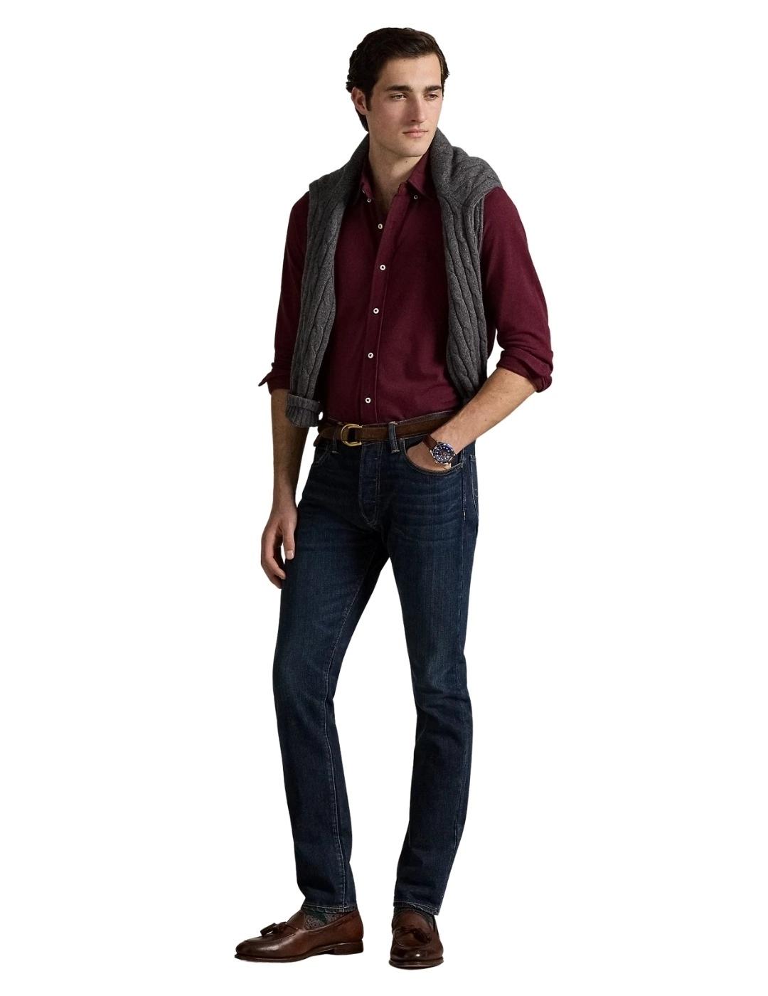 Ralph Lauren Camisa de piqué ultraligero Granate