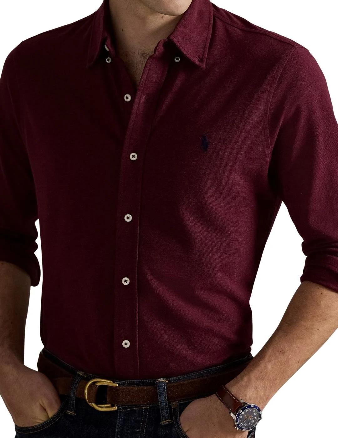 Ralph Lauren Camisa de piqué ultraligero Granate